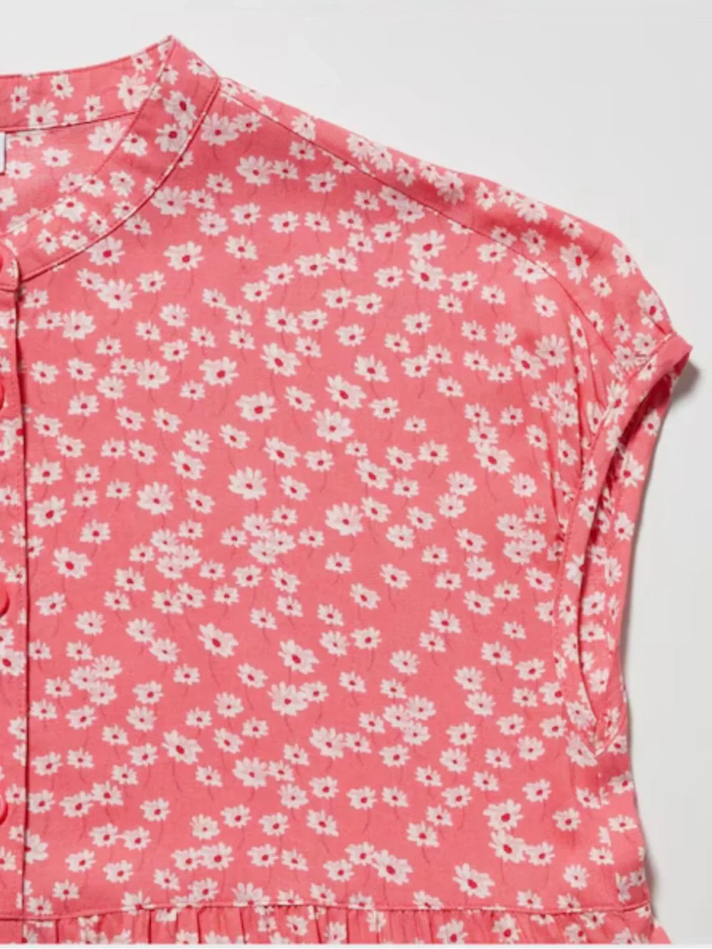 Uniqlo Pink Floral Button-Front Cap-Sleeve Dress